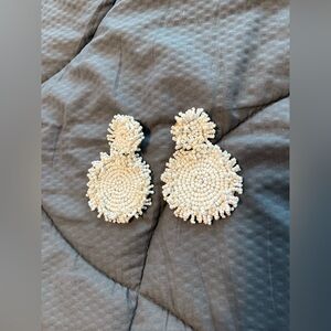 White Beaded Earrings - used - decent conditions
